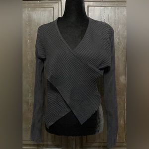 Dalia black ribbed crisscross sweater Size Medium